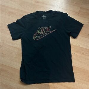Nike Men's Black Tee with Multicolor Logo
